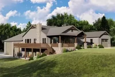 3 or 4 Bed Traditional House Plan with Oversized Garage - 2065 Sq Ft