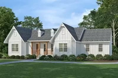 3-Bed Country Ranch House Plan with Extended Rear Porch and Deck - 2004 Sq Ft