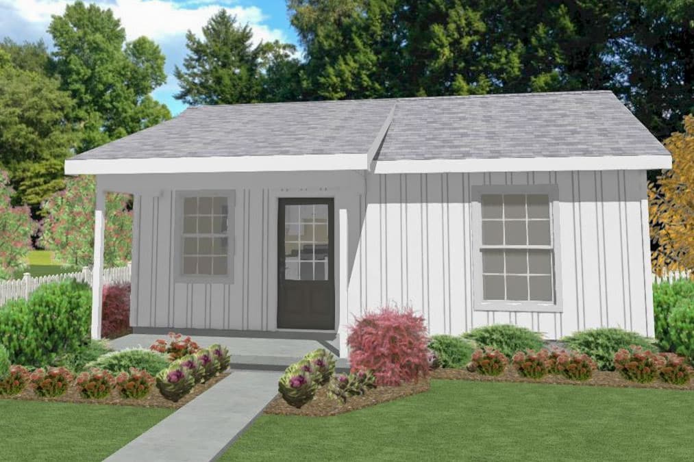 Plan 560024TCD: 1-Bed Country Cottage House Plan with L-Shaped Kitchen - 450 Sq Ft - Image #5 - Cabin, Cottage, Country, Traditional, Vacation