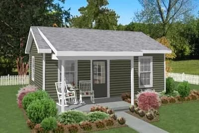 Single Bedroom ADU Cottage House Plan - 384 Sq Ft