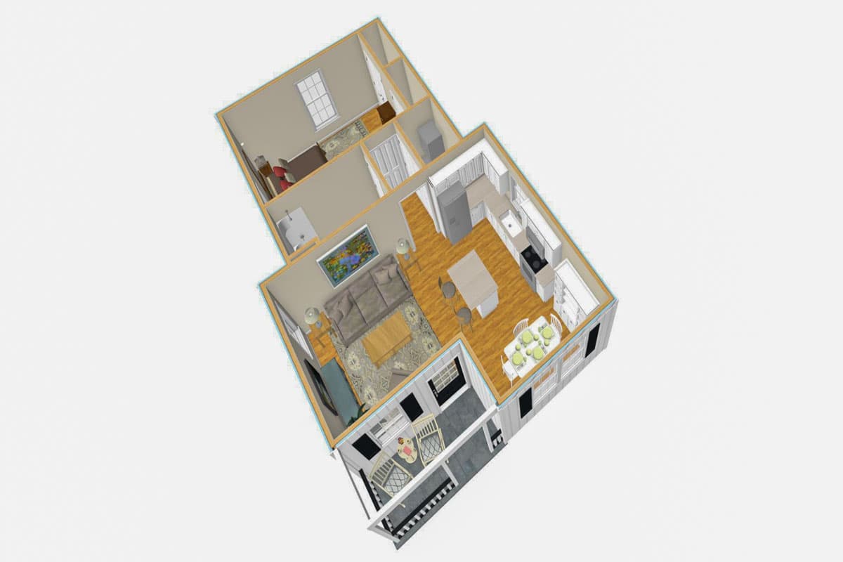 Plan 560027TCD: 1-Bed Country Cottage House Plan Under 1000 Sq Ft  - Image #7 - Cottage, Country, Farmhouse, Traditional, Vacation