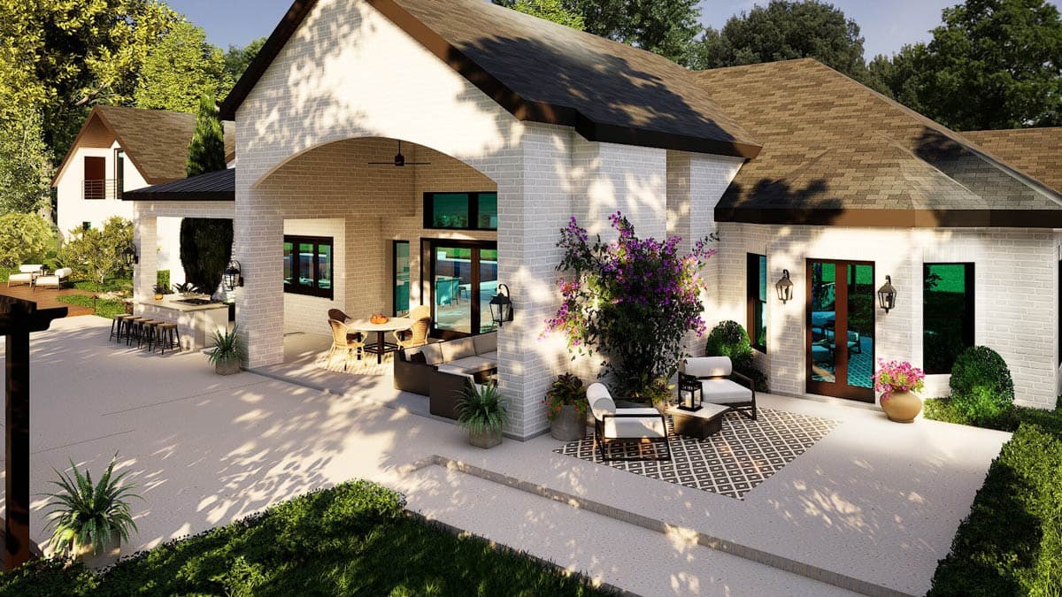 Plan 36707TX: 3-Bed Hill Country Ranch House Plan with Home Office and Sunroom - 4388 Sq Ft - Image #12