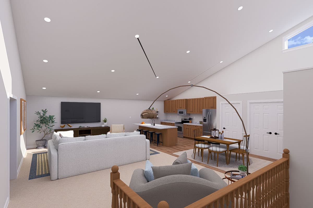 Plan 61526UT: 3500 Sq Ft Modern Barndominium Garage Plan with 1400 Sq Ft 2-Bed Apartment Above - Image #9 - Barndominium, Carriage, Modern