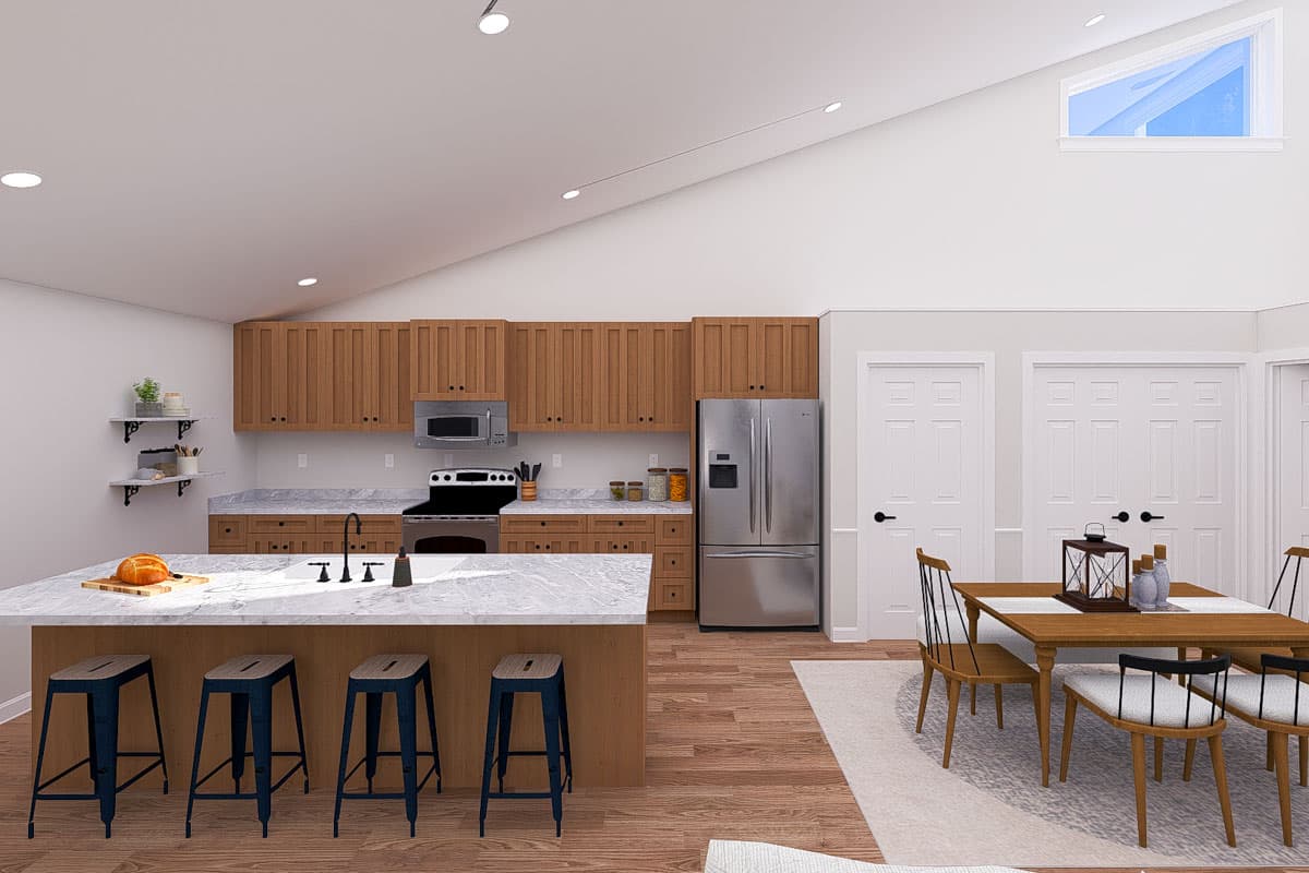 Plan 61526UT: 3500 Sq Ft Modern Barndominium Garage Plan with 1400 Sq Ft 2-Bed Apartment Above - Image #8 - Barndominium, Carriage, Modern
