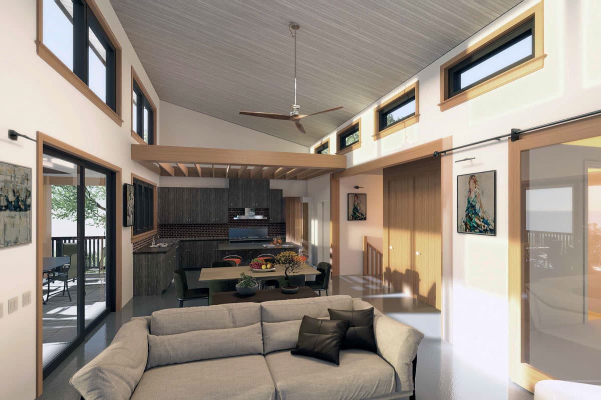 Plan 147016RML: Two-Story Modern House Plan With Drive-Under Garage - 1764 Sq Ft - Image #8 - Carriage, Contemporary, Modern, Modern Farmhouse, Vacation