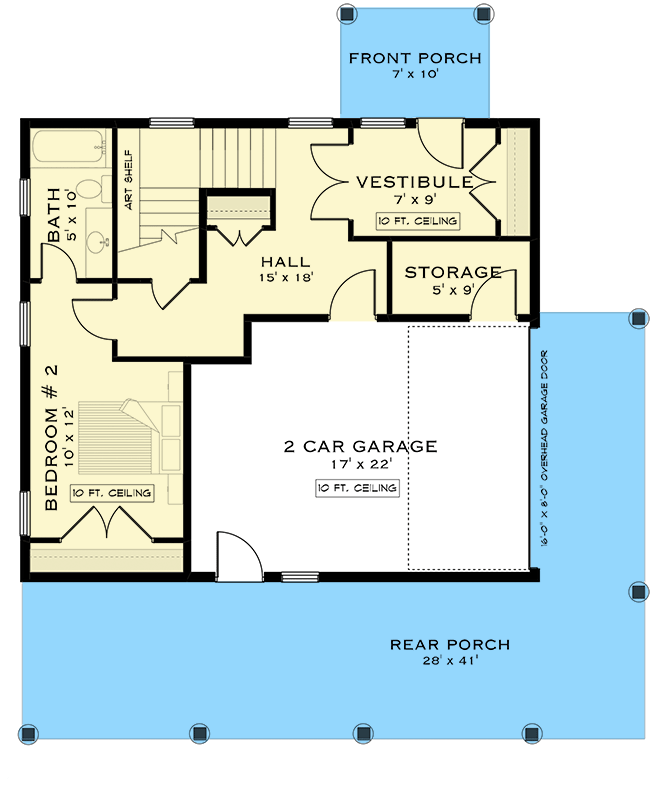 Plan 147016RML: Two-Story Modern House Plan With Drive-Under Garage - 1764 Sq Ft - Floor Plan - Main Level - Carriage, Contemporary, Modern, Modern Farmhouse, Vacation