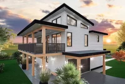 Two-Story Modern House Plan With Drive-Under Garage - 1764 Sq Ft