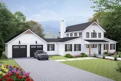 One-Story Barndominium House Plan with Vaulted Country Kitchen - 1952 Sq Ft