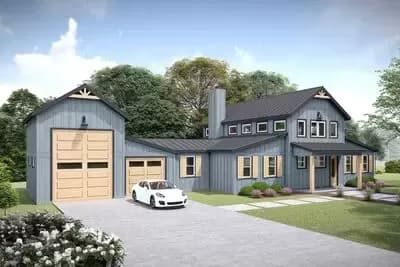 3-Bed Barndominium House Plan with RV Garage - 1952 Sq Ft