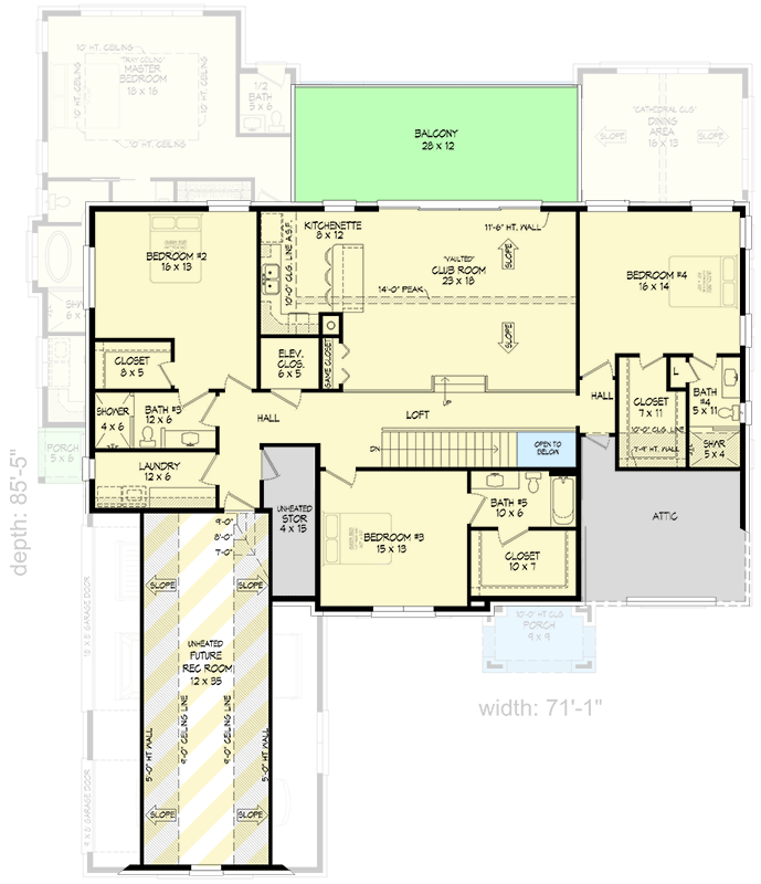 Plan 680402VR: 4-Bed New American Plan with Loft and Outdoor Kitchen - 5339 Sq Ft - Floor Plan - 2nd Floor - Colonial, Modern Farmhouse, New American, Transitional
