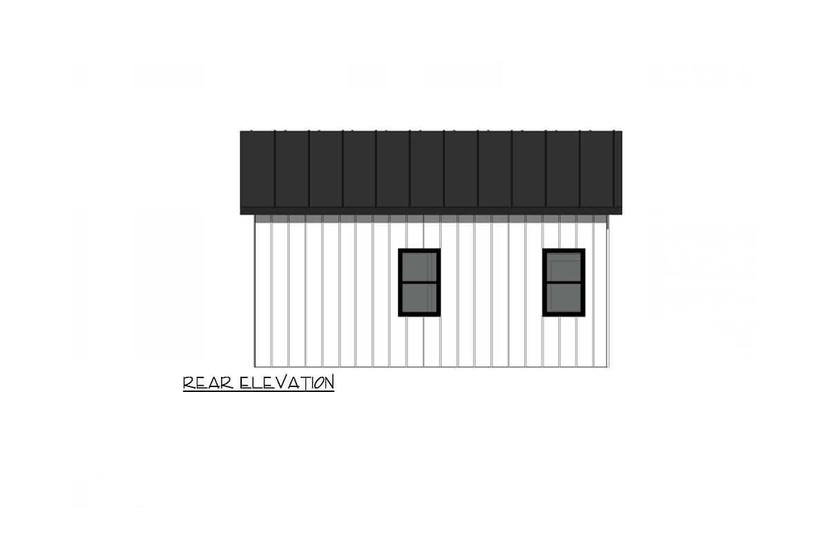 Plan 420176WNT: 1-Bed ADU Cottage House Plan with Vaulted Living - 615 Sq Ft - Image #4 - Cabin, Cottage, Country, Southern, Traditional