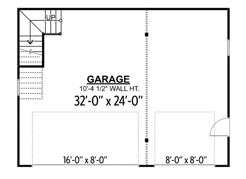 Plan 135277GRA: Traditional 2-Car Garage with Loft - 768 Sq Ft - Floor Plan - Main Level - Traditional