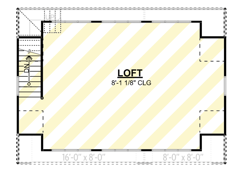 Plan 135277GRA: Traditional 2-Car Garage with Loft - 768 Sq Ft - Floor Plan - 2nd Floor - Traditional