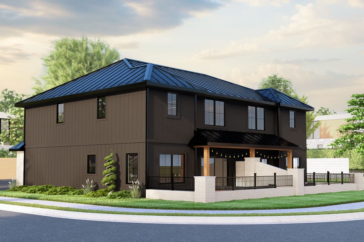 Plan 135281GRA: Two-Story Contemporary Duplex House Plan with Matching 3-Bedroom Units - 1565 Sq Ft Each - Image #5 - Contemporary