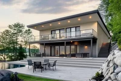 2-Bed Contemporary House Plan with Stacked Porches and Flex Room - 1715 Sq Ft