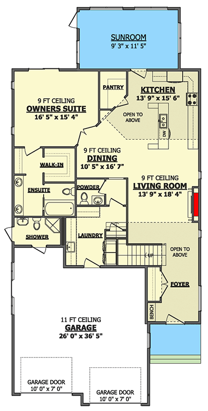 Plan 485000DUG: 4-Bed Traditional Craftsman House Plan with Sunroom - 2900 Sq Ft - Floor Plan - Main Level - Craftsman, Traditional
