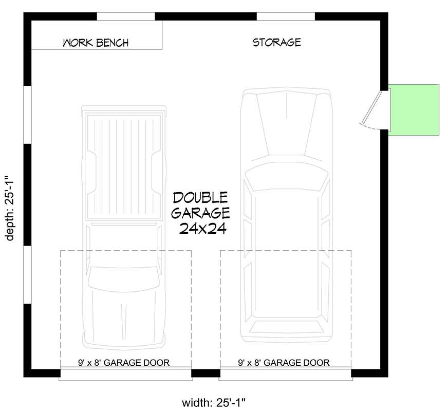 Plan 680405VR: 2-Car Detached Craftsman Garage - 629 Sq Ft - Floor Plan - Main Level - Craftsman