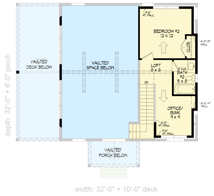 Plan 680407VR: 2-Bed Country House Plan with Loft and Home Office - 1360 Sq Ft - Floor Plan - 2nd Floor - Country, Mountain, Rustic