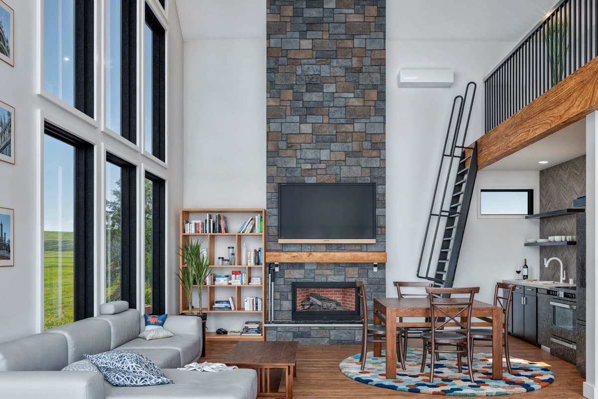 Plan 307715RAD: 1-Bed Mountain Cabin with Loft and Expansive Windows - 800 Sq Ft - Image #6 - Cabin, Mountain, Vacation