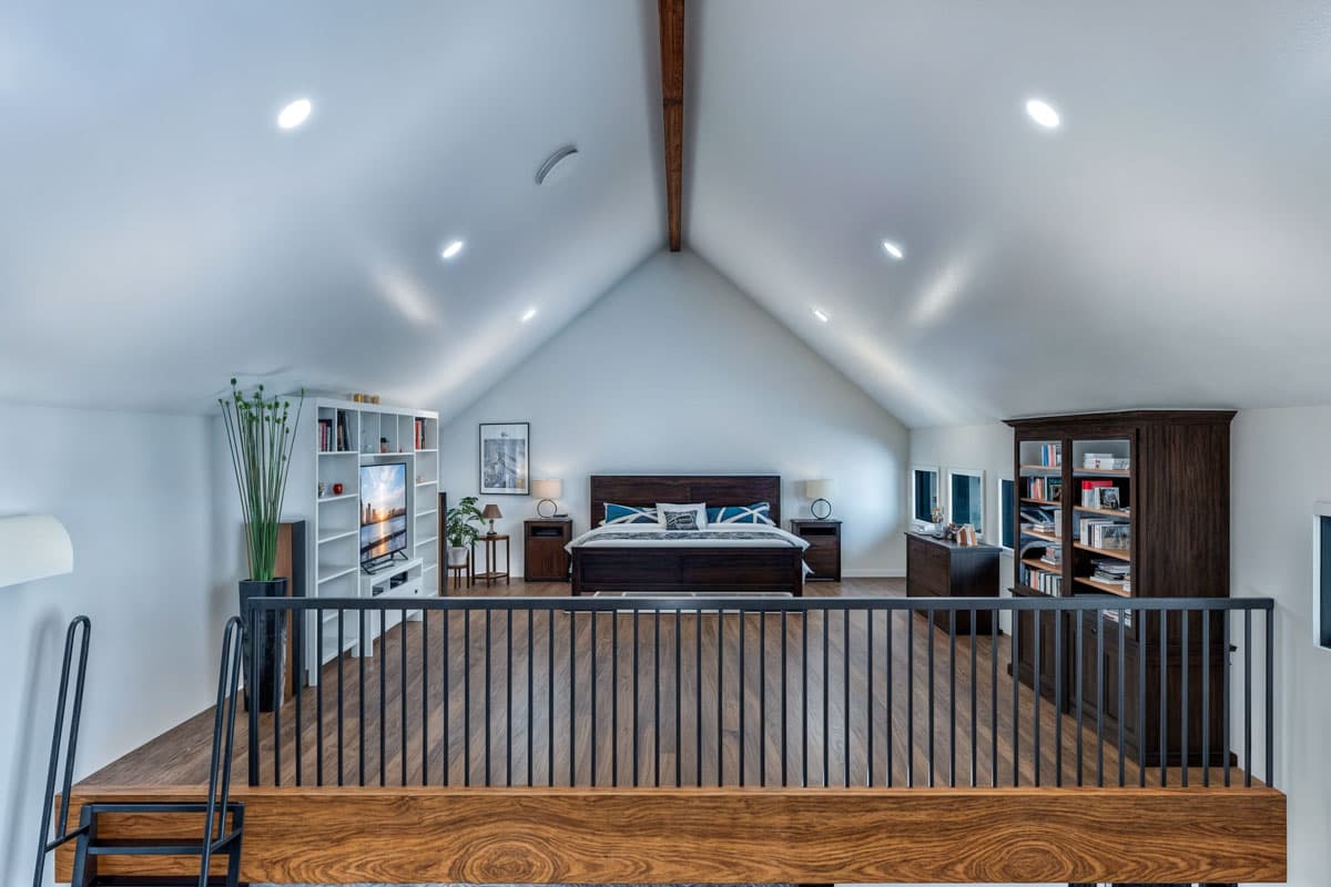 Plan 307715RAD: 1-Bed Mountain Cabin with Loft and Expansive Windows - 800 Sq Ft - Image #8 - Cabin, Mountain, Vacation