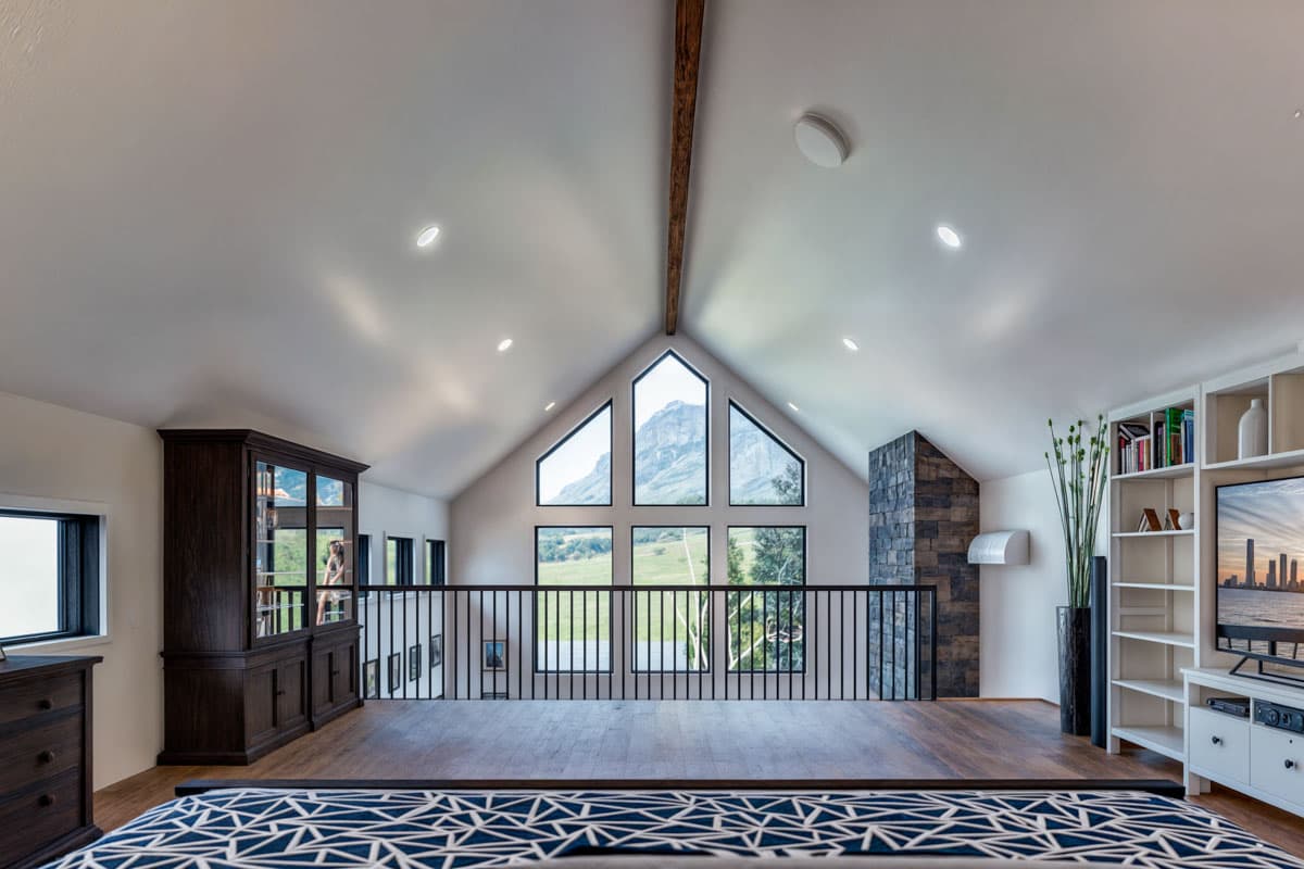 Plan 307715RAD: 1-Bed Mountain Cabin with Loft and Expansive Windows - 800 Sq Ft - Image #9 - Cabin, Mountain, Vacation