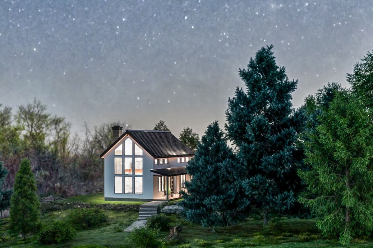 Plan 307715RAD: 1-Bed Mountain Cabin with Loft and Expansive Windows - 800 Sq Ft - Image #5 - Cabin, Mountain, Vacation