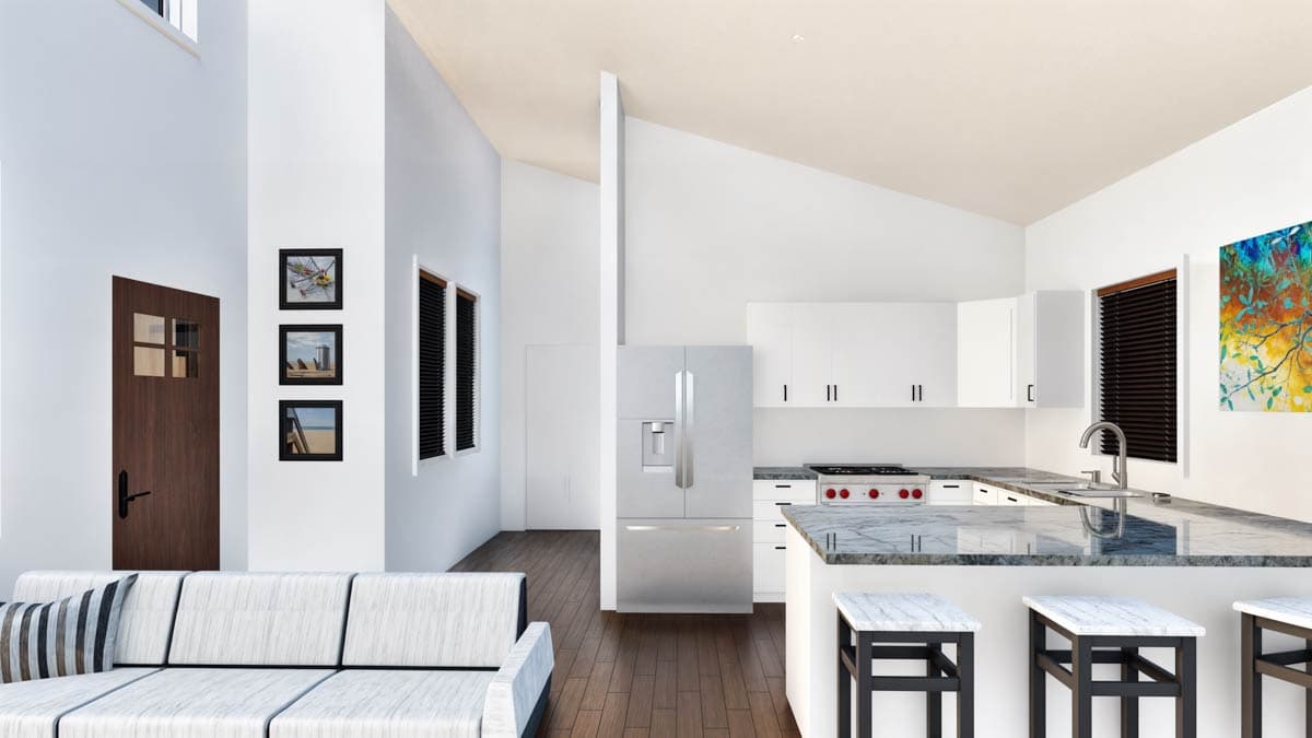 Plan 307716RAD: 1-Bed Contemporary House Plan with Covered Front Porch - 800 Sq Ft - Image #12 - Contemporary, Modern, Rustic