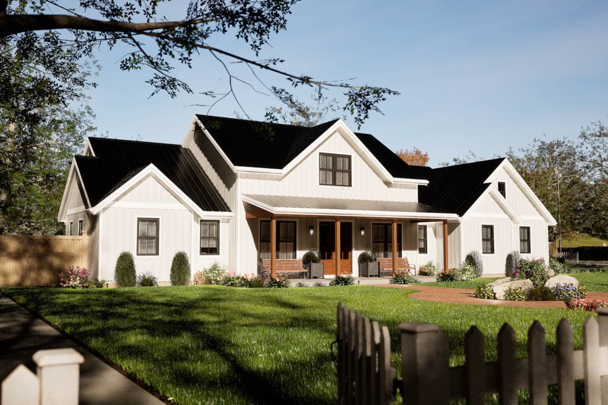 Plan 69872AM: 3-Bed Modern Farmhouse Plan with Bonus Room Above - 2671 Sq Ft - Image #7 - Country, Farmhouse, Modern Farmhouse, New American