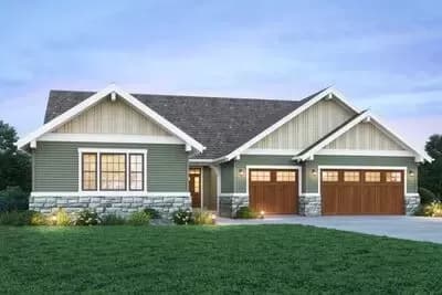 2-Bed Craftsman Ranch House Plan with 1-Bed Attached Apartment - 2745 Sq Ft