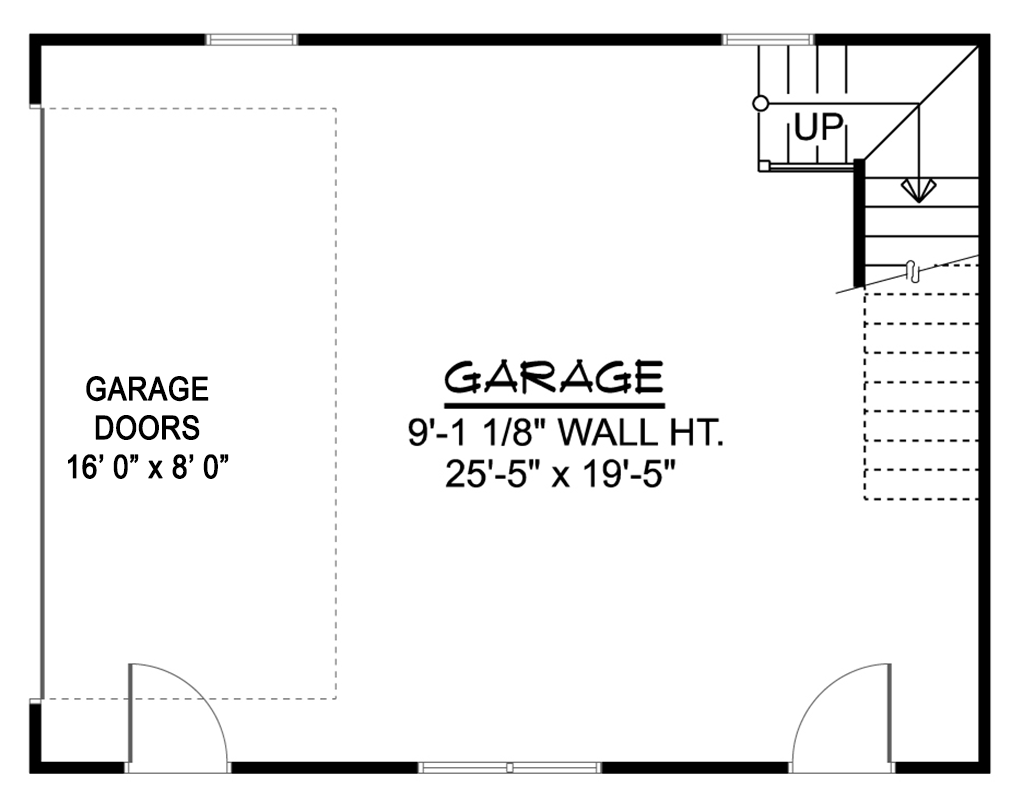 Plan 135285GRA: Two-Story Traditional Garage with Optional Loft - 520 Sq Ft - Floor Plan - Main Level - Traditional