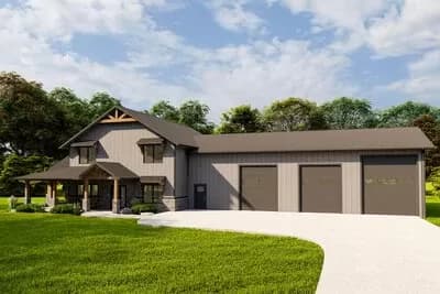 4-Bed Barndominium House Plan with Oversized RV Bay Garage - 2781 Sq Ft