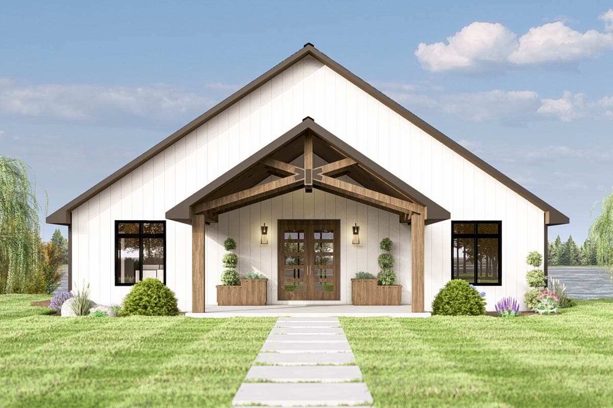 Plan 135290GRA: 2-Bed Mountain House Plan with Dream Rear Deck For A Sloping Lot- 1679 Sq Ft - Image #4 - Cabin, Contemporary, Mid Century Modern, Mountain