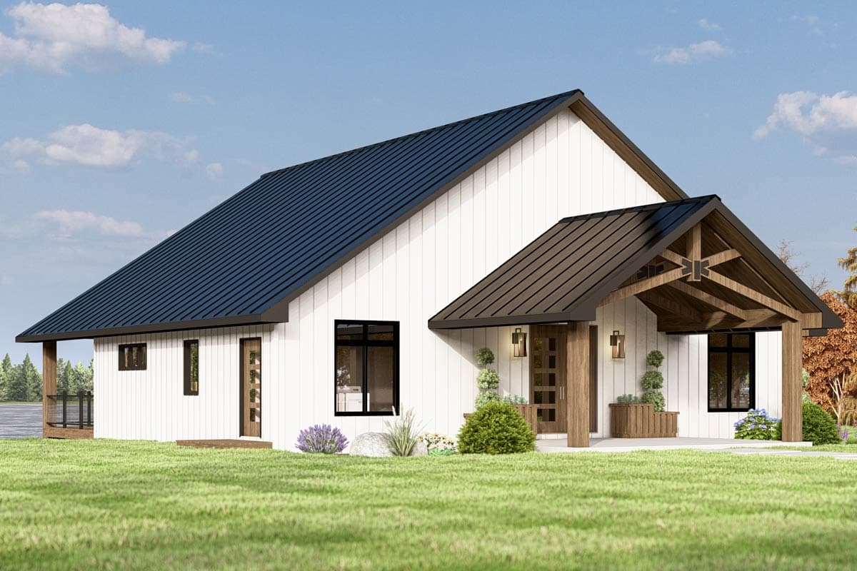 Plan 135290GRA: 2-Bed Mountain House Plan with Dream Rear Deck For A Sloping Lot- 1679 Sq Ft - Image #6 - Cabin, Contemporary, Mid Century Modern, Mountain