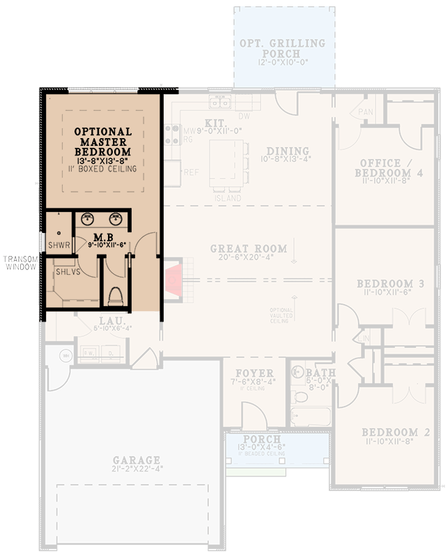 Plan 70892MK: 3 or 4 Bed European House Plan Under 1800 Square Feet  - Floor Plan - Optional Master Suite Layout - European, Traditional