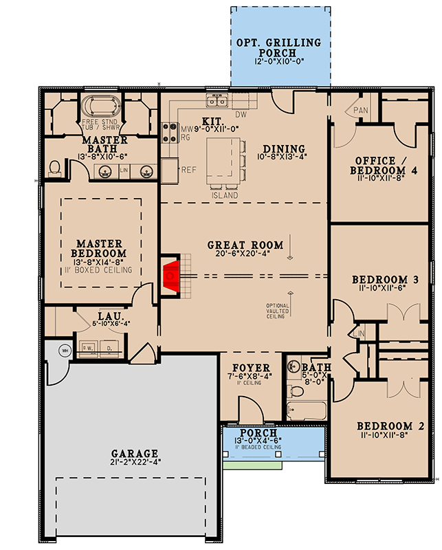 Plan 70892MK: 3 or 4 Bed European House Plan Under 1800 Square Feet  - Floor Plan - Main Level - European, Traditional