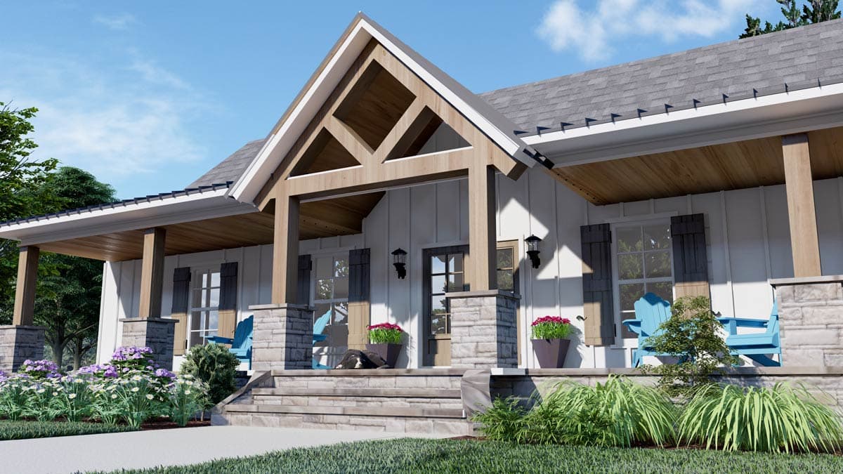 Plan 83959JW: 3-Bed Country Ranch House Plan with Screened Porch - 1828 Sq Ft - Image #7 - Country, Craftsman, Ranch