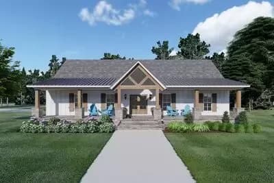 3-Bed Country Ranch House Plan with Screened Porch - 1828 Sq Ft