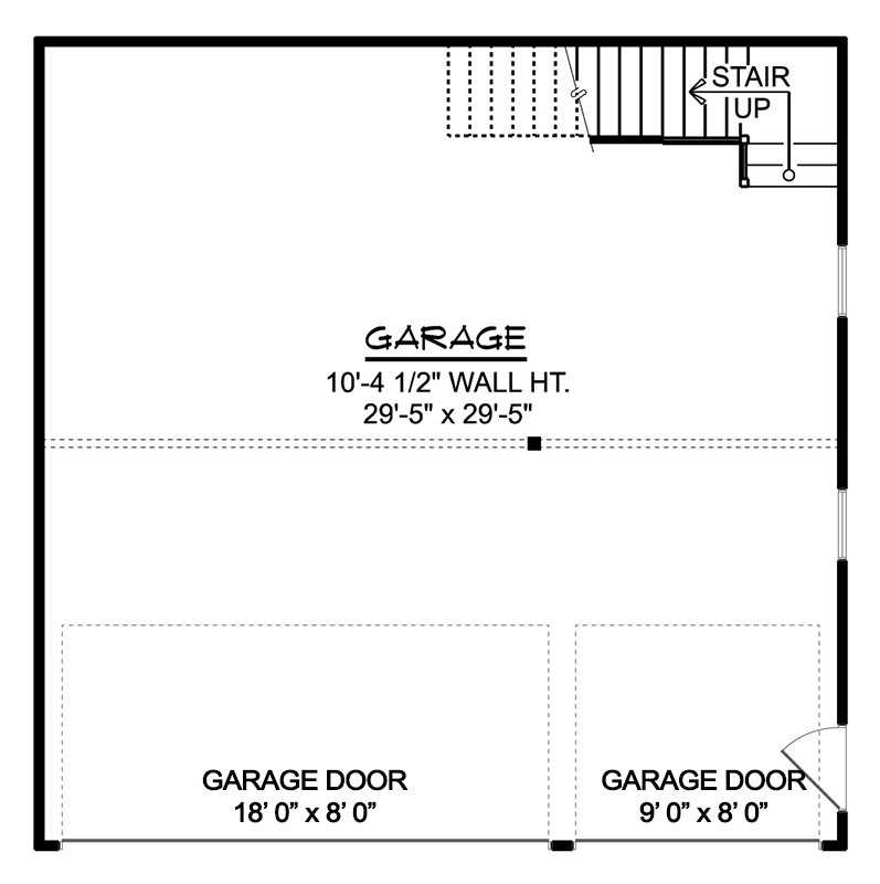 Plan 135295GRA: 3-Car Traditional Detached Garage with Bonus Room - 900 Sq Ft - Floor Plan - Main Level - Traditional