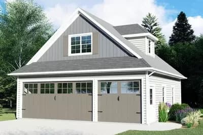 3-Car Traditional Detached Garage with Bonus Room - 900 Sq Ft