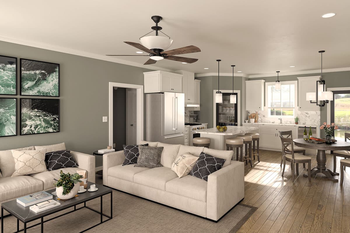 Plan 25043DH: Single-Story Country Farmhouse with 3 Beds - 1416 Sq Ft - Image #5 - Country, Farmhouse, Ranch, Traditional