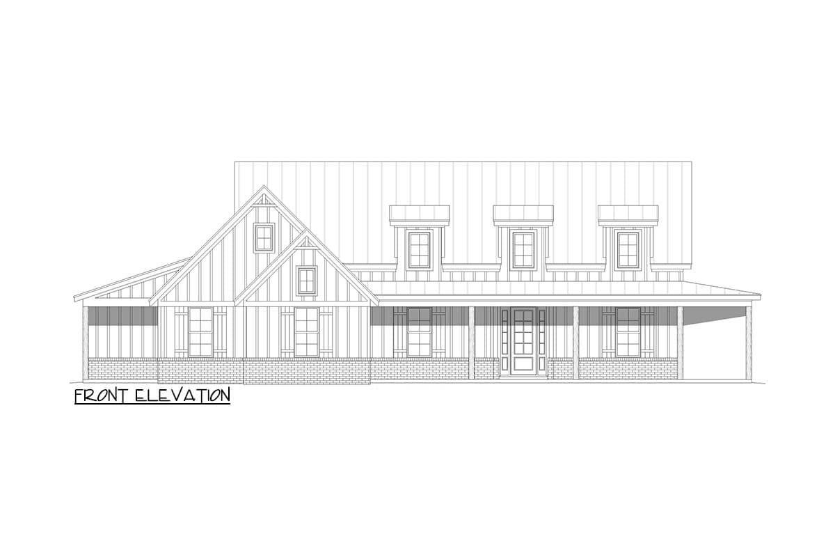 Plan 680411VR: 3-Bed Farmhouse Plan with Wrap-Around Porch - 2247  Sq Ft - Image #8 - Country, Farmhouse