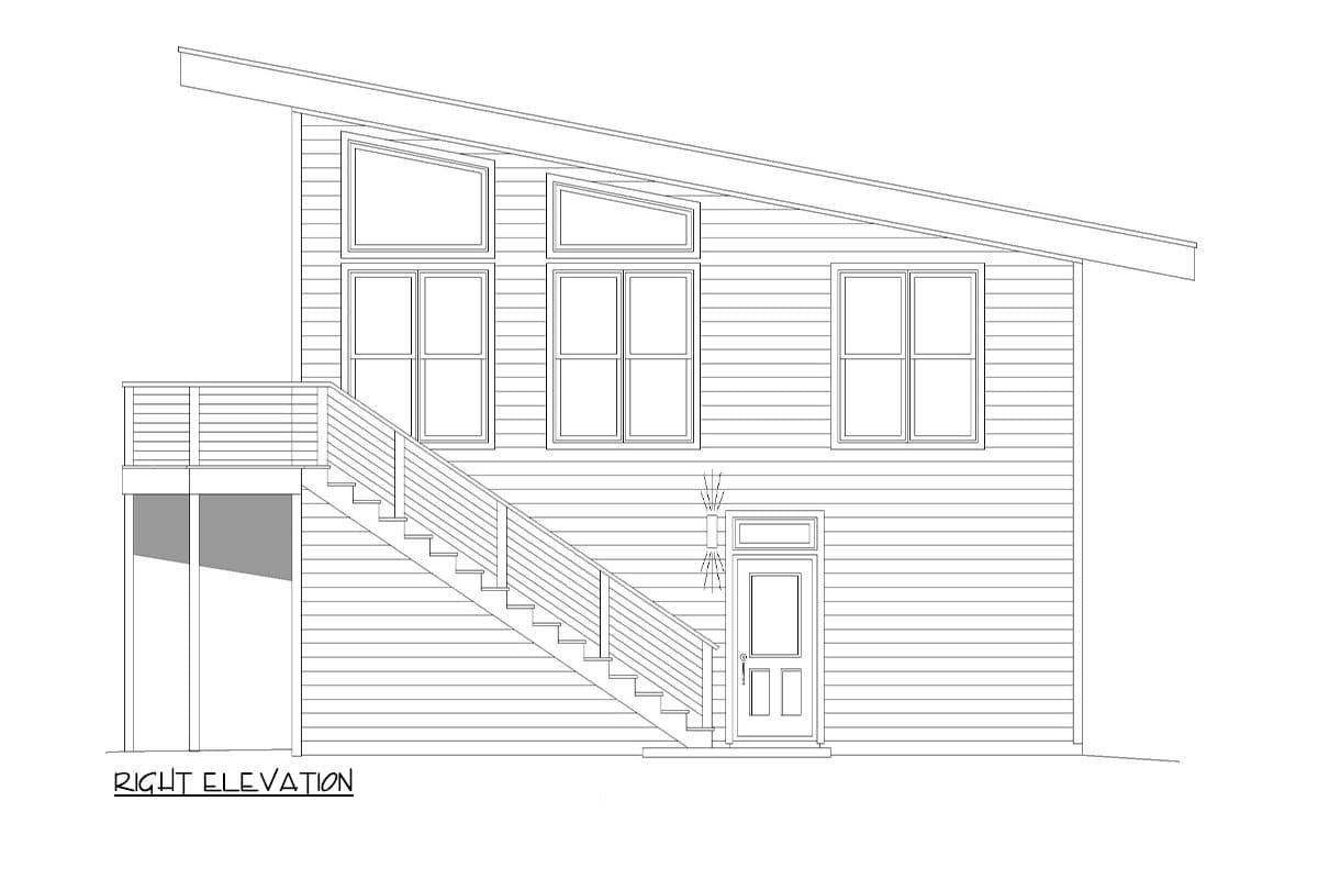 Plan 680414VR: 2-Bed Contemporary House Plan with Workshop - 715 Sq Ft - Image #5 - Craftsman, Mountain