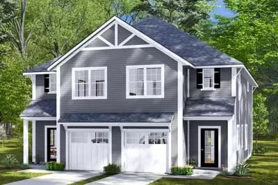 Two-Story Traditional Duplex with Home Office and Loft - 1615 Sq Ft Per Unit