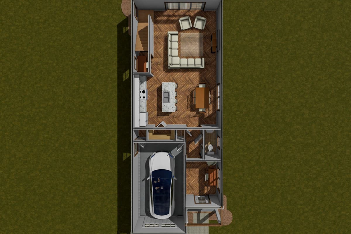 Plan 52369WM: 3-Bed Narrow Lot House Plan with Home Office - 1736 Sq Ft - Image #6 - Traditional