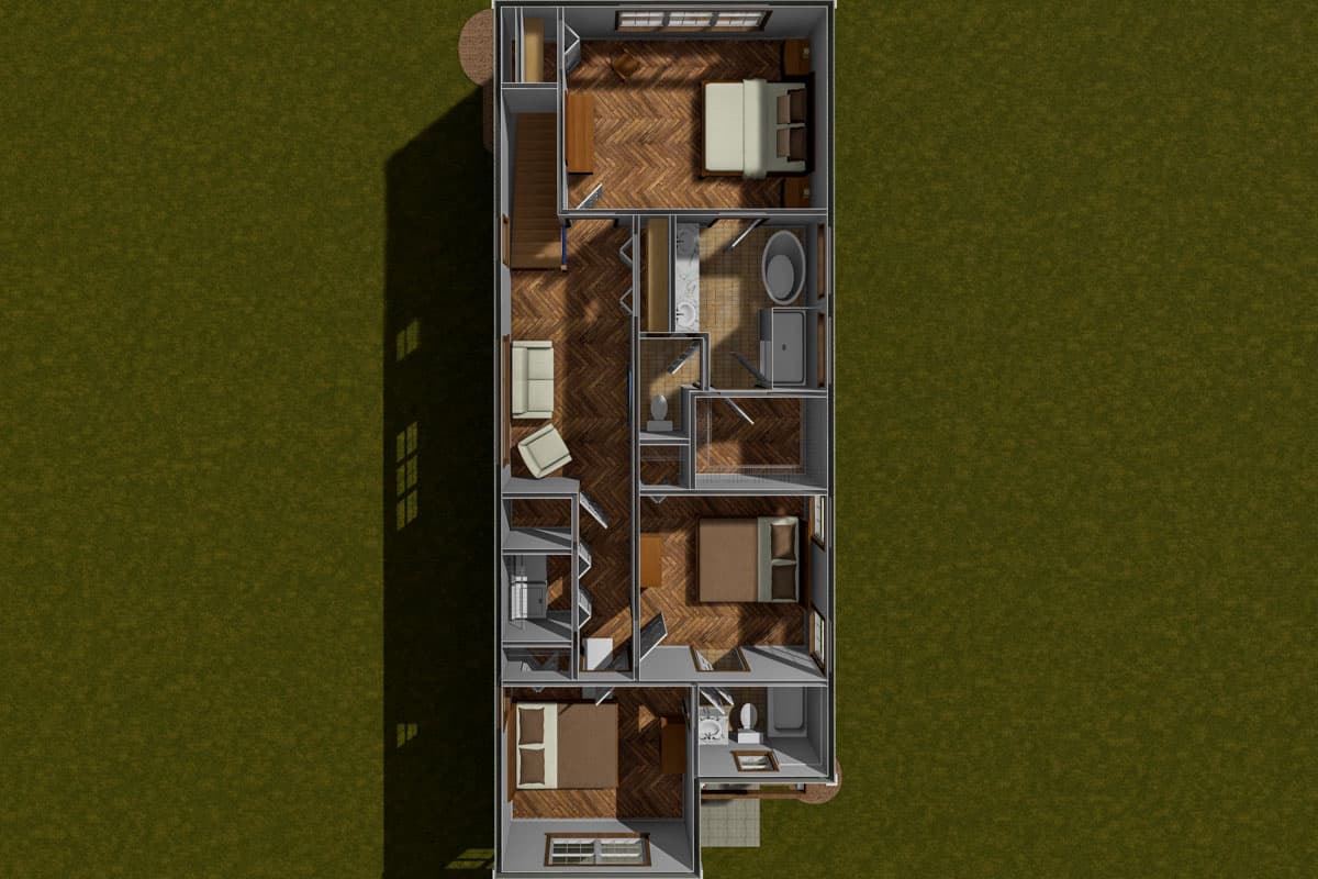 Plan 52369WM: 3-Bed Narrow Lot House Plan with Home Office - 1736 Sq Ft - Image #7 - Traditional