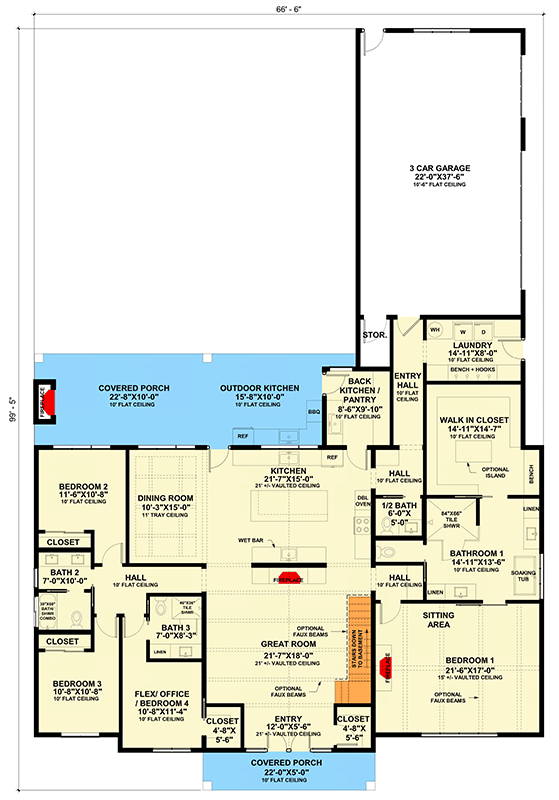 Plan 420180WNT: 4-Bed Modern Farmhouse Plan with Optionally Finished Bonus Under 3000 Sq Ft - Floor Plan - Basement Stairs Location (+$ Paid Foundation Option) - Country, Modern Farmhouse, New American