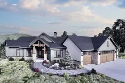 Mountain Craftsman House Plan with Outdoor Kitchen - 2471 Sq Ft