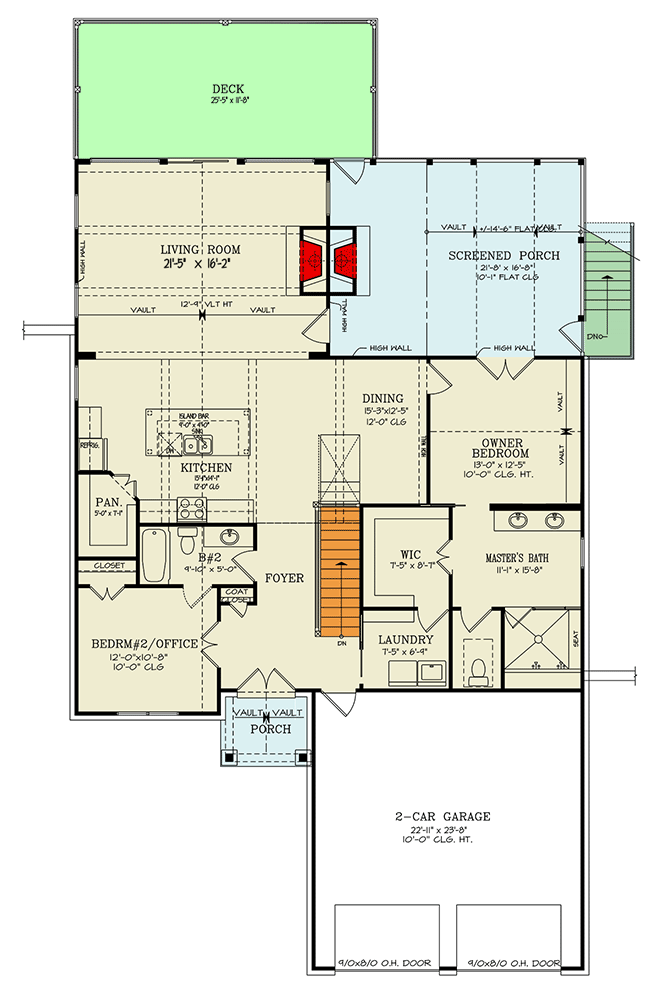 Plan 25831GE: 4-Bed Craftsman House Plan with Flex Room - 2832 Sq Ft - Floor Plan - Main Level - Craftsman, Mountain, New American
