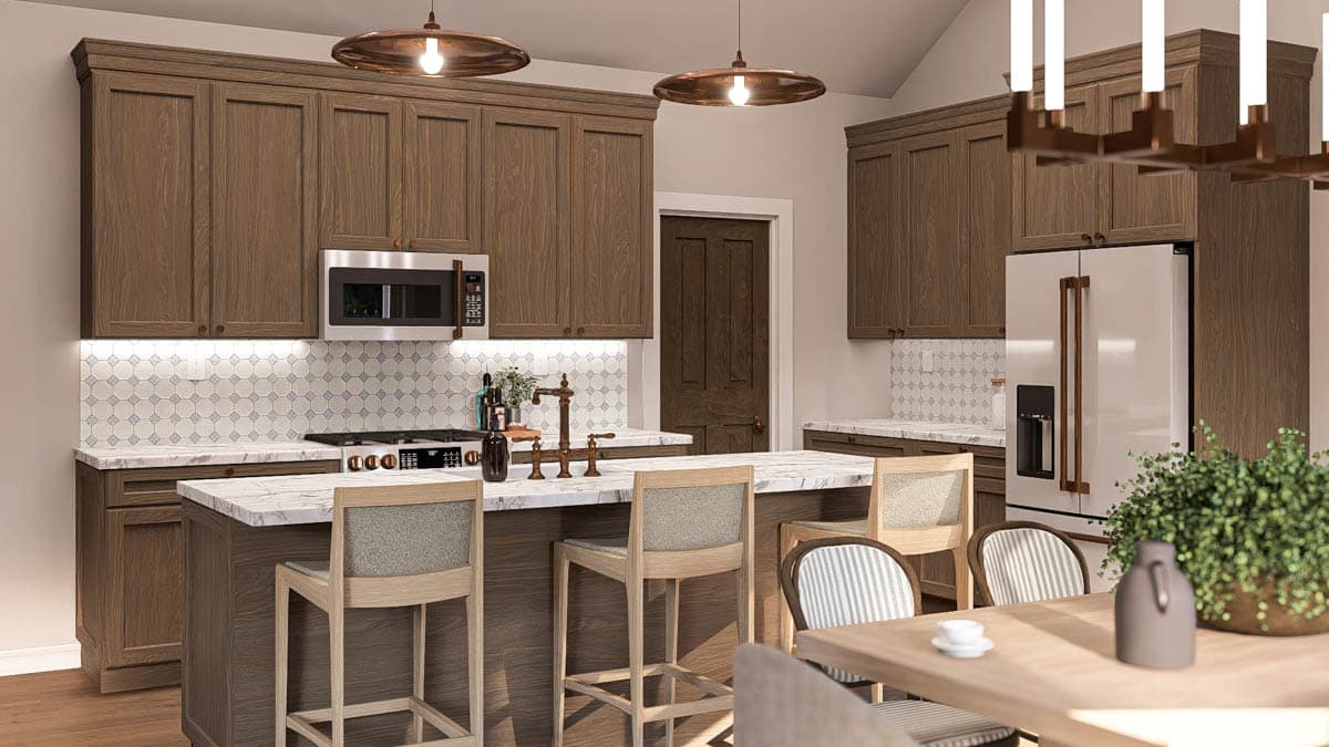 Plan 623418DJ: One-Story European Cottage House Plan with Cathedral Great Room - 1686 Sq Ft - Image #8 - Cottage, European