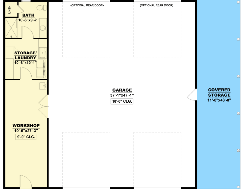 Plan 810027RBT: RV-Barndomimum Garage Plan with Workshop and Laundry - 528 Sq Ft - Floor Plan - Main Level - Barndominium